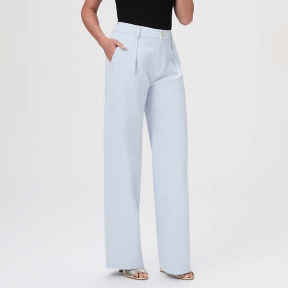 PAIGE Pants - Paige Dallas Chambray Linen High Waist Wide Leg Trouser Women’s Size 00